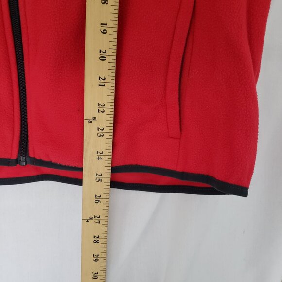 Woman Emily B Red with Navy Blue Full Zipper Turtle Neck with Pockets Size XL - Picture 7 of 14